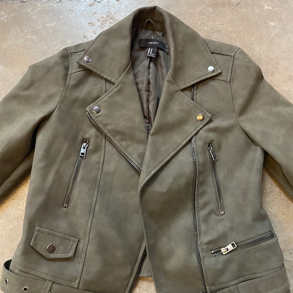 Faux Leather Jacket in Sage Geeen - Picture 2 of 3